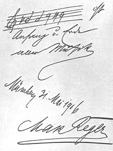 Reger's musical confession