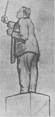 Reger as conductor, drawing by Willy von Beckerath