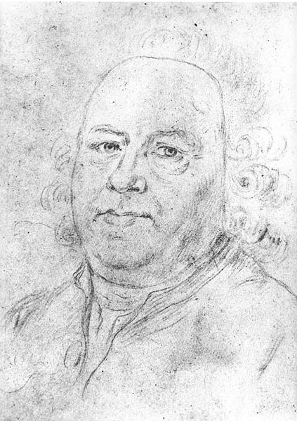 A pencil drawing of Sebastian Bach, formerly in possession of Dr. Erich Fiala